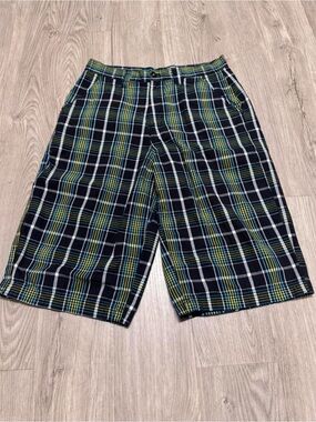 South Pole Men's Plaid Shorts in Black, Blue & Yellow